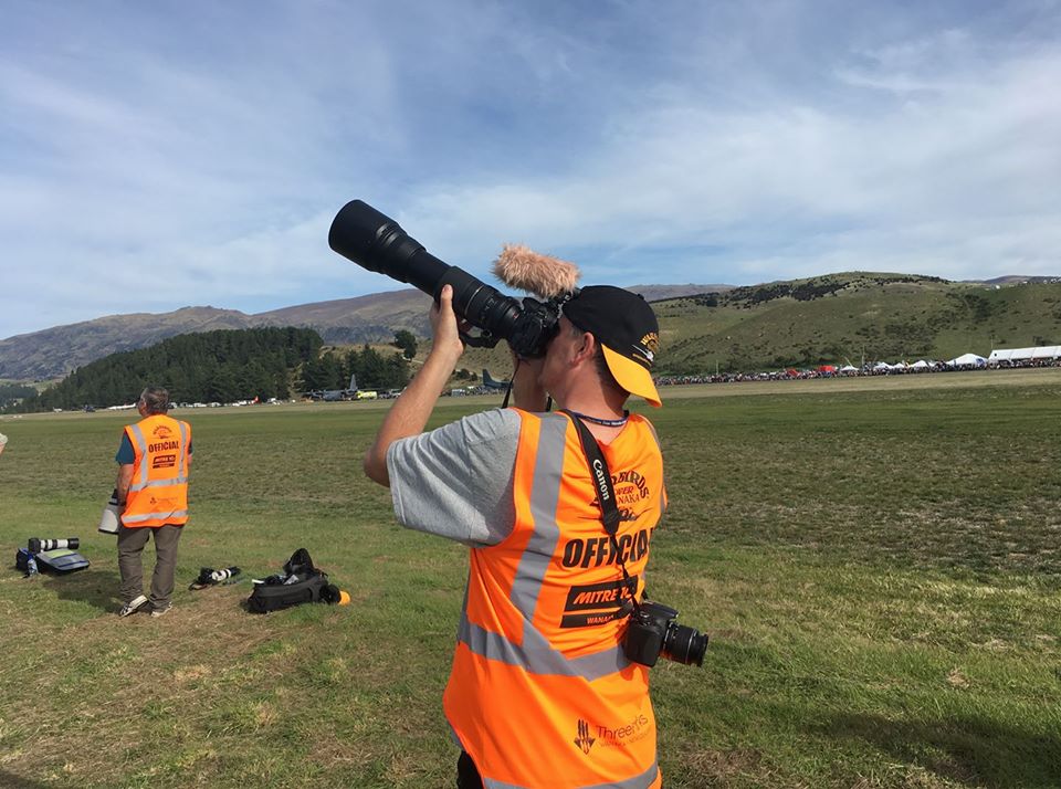 Philip Newman at Warbirds over Wanaka with other members of the media. Taken by Matt Richardson