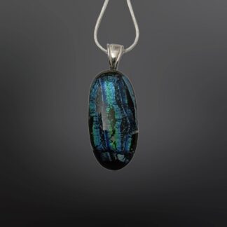 Shimmering large blue glass pendant