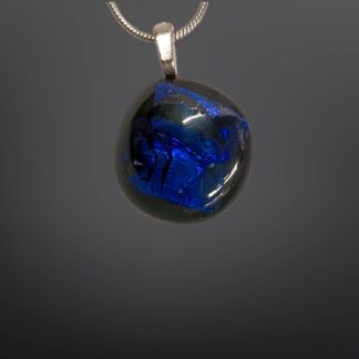 Blue black glass droplet necklace