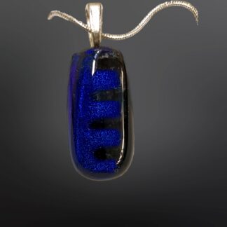 Blue on black glass pendant